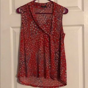 Red floral tank with tie in front